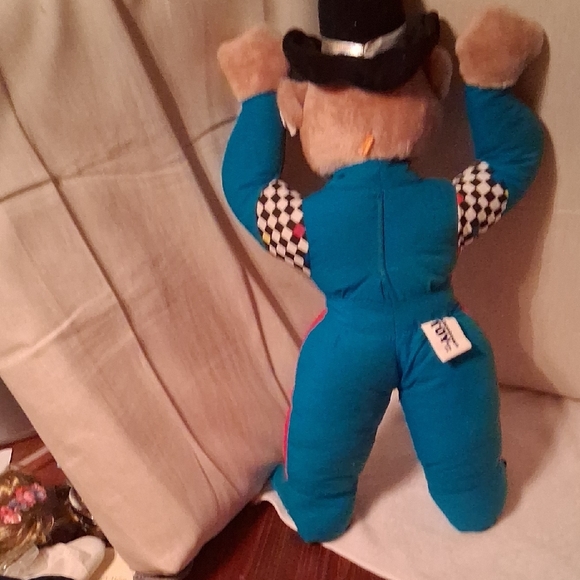 Racing Teddy Bear Plush Toy - Blue and Red - Picture 3 of 3